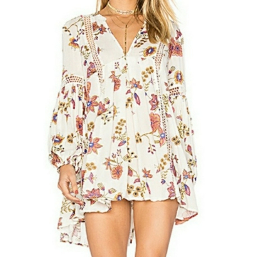 Free People Just The Two of Us Floral Tunic Dress